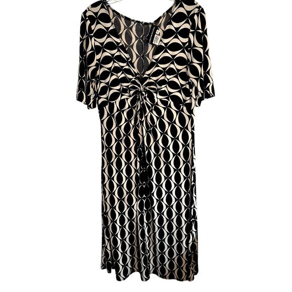 Donna Morgan 14 Black Stripe Women's Short Sleeve Maxi Dress Miss Size Large L - Picture 1 of 4